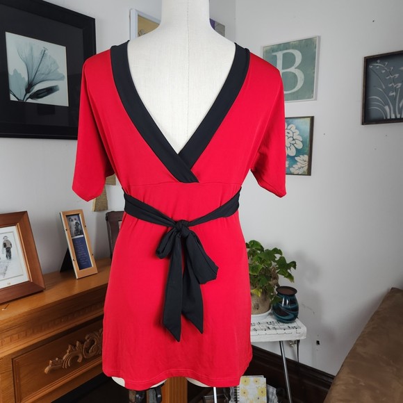 Fredrick's of Hollywood plunging Double V-neck Top L - Picture 2 of 5